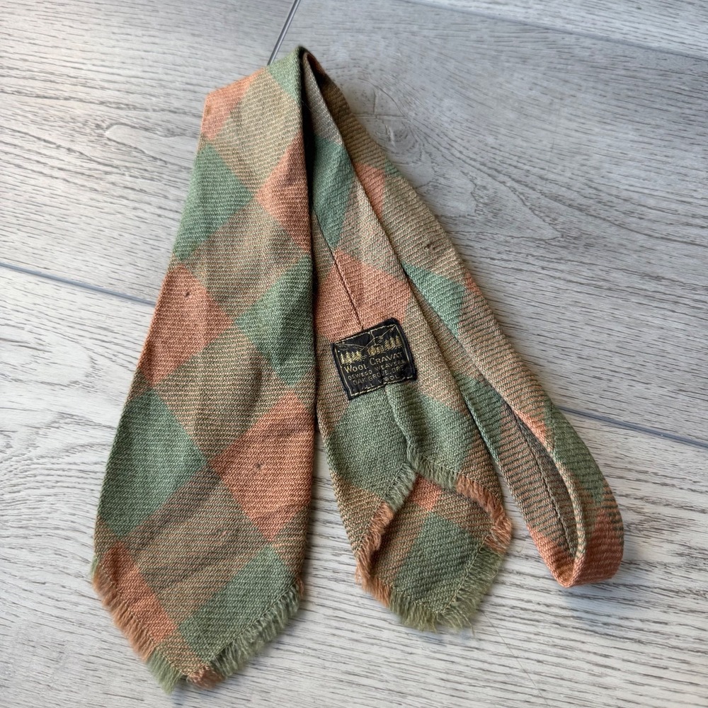 Vintage Wool Tie Osewego Weavers Oregon 1940s | Plaid | 3.5" W 48"L